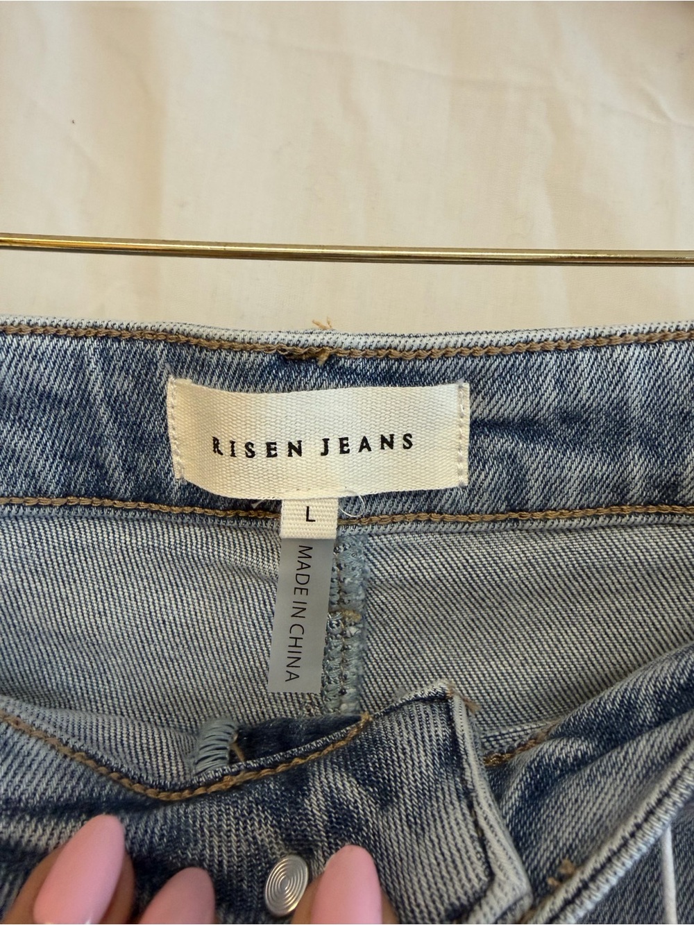 Risen Light Blue Embroidered Floral Frayed Hem Denim Shorts - Picture 4 of 5